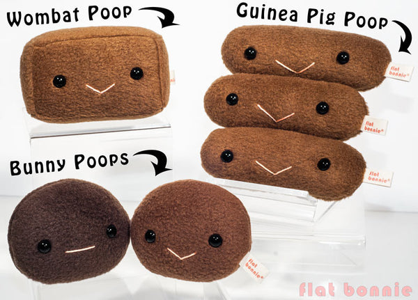 Guinea Pig poo plush - Piggy poop plushie - Plush Stuffed Animal Poop - Flat Bonnie - 1