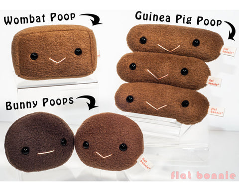 Bunny poop plush set - Bunny rabbit poo plushie - Plush Stuffed Animal Poop - Flat Bonnie - 1