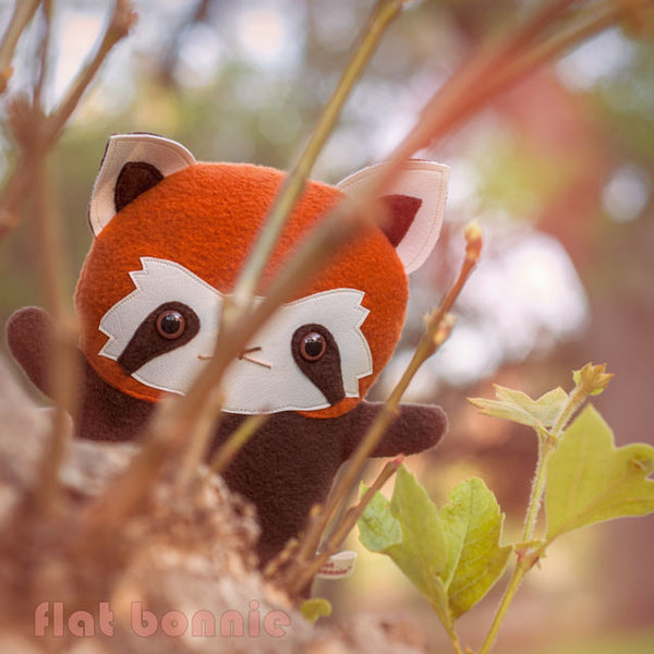 Red Panda stuffed animal - Handmade plush - aka Firefox, Lesser Panda - Plush Stuffed Animal - Flat Bonnie - 4