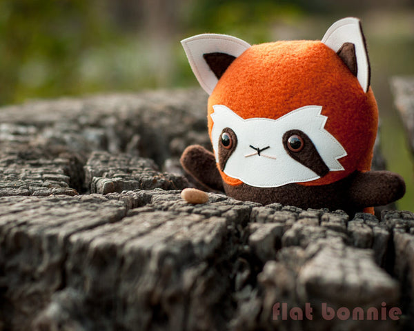 Red Panda stuffed animal - Handmade plush - aka Firefox, Lesser Panda - Plush Stuffed Animal - Flat Bonnie - 1