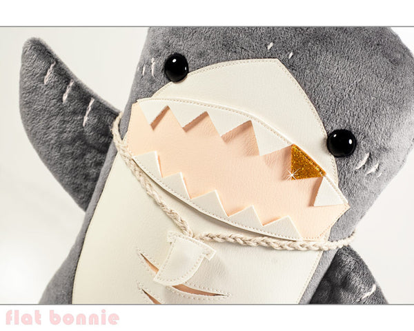 Shark stuffed animal - Handmade plush shark - Plush Stuffed Animal - Flat Bonnie - 1