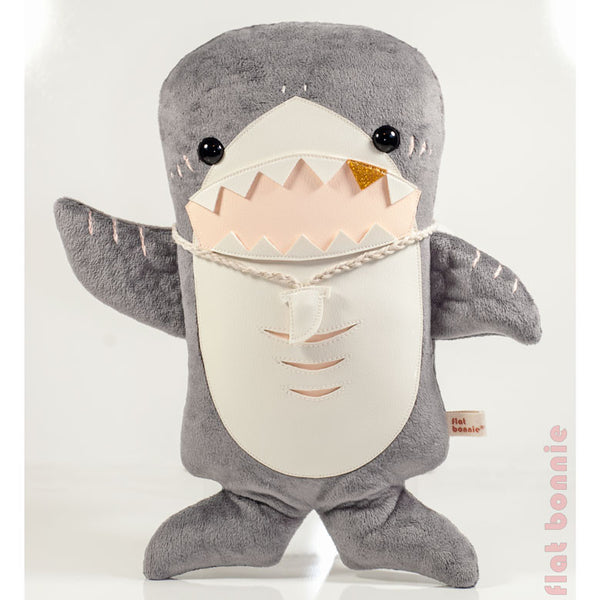 Shark stuffed animal - Handmade plush shark - Plush Stuffed Animal - Flat Bonnie - 3