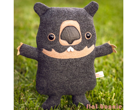 Wombat stuffed animal plush - Handmade Wombat toy doll - Plush Stuffed Animal - Flat Bonnie - 1